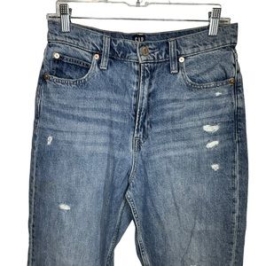 GAP Mom Jeans Womens Denim Straight Leg Distressed High Rise Cotton 6/28